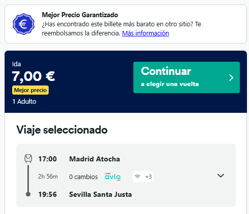 Billetes de tren baratos Madrid Sevilla a 7€