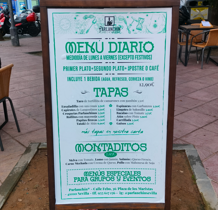 Menú del día en Sevilla Barato por menos de 15€ en El Parlanchín